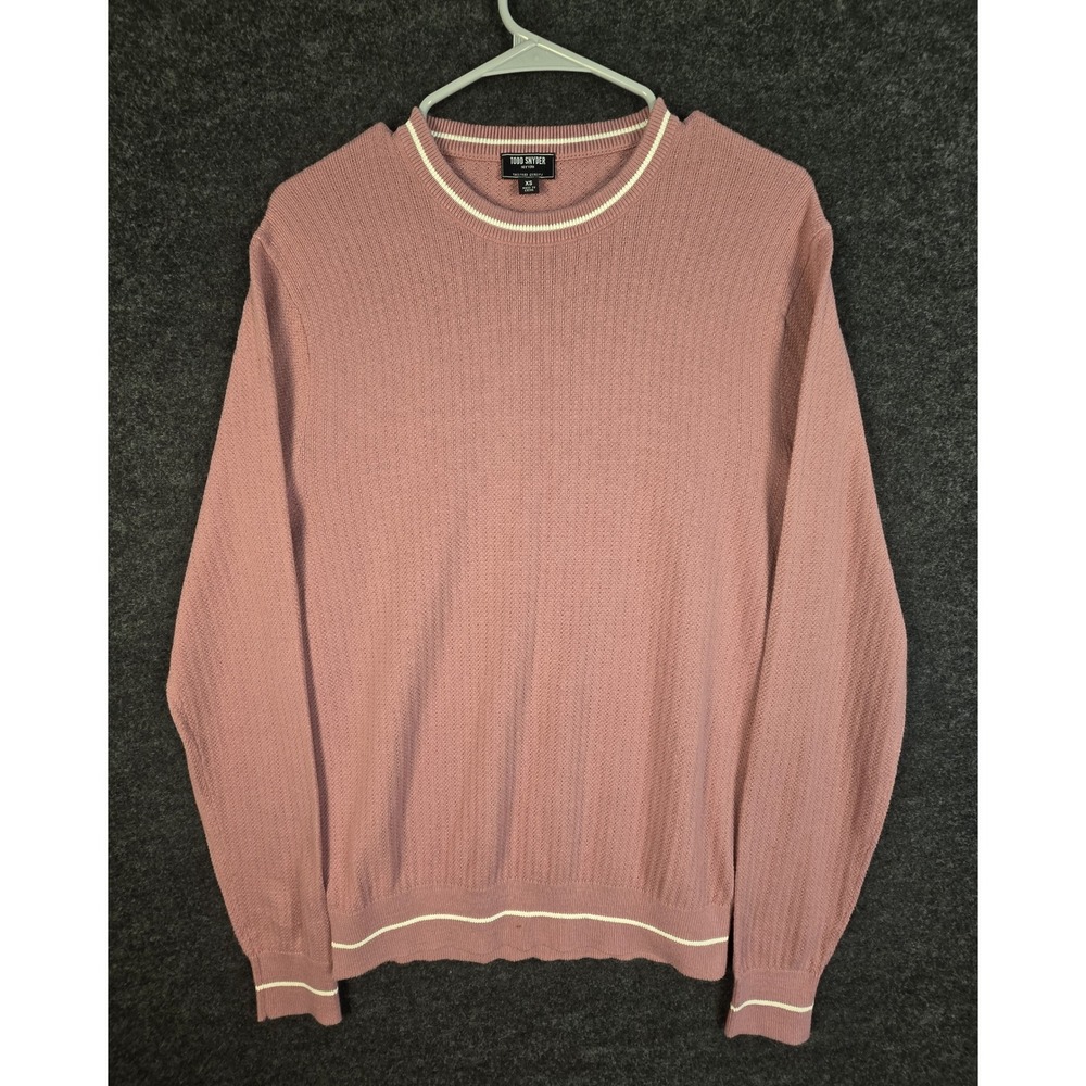 Todd Snyder New York Pink Textured Knit Sweater Mens XS Ribbed Collar Cuffs Hem